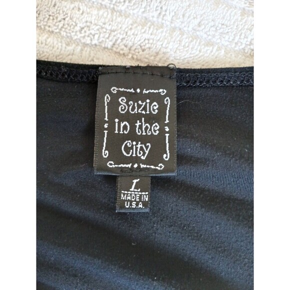 Suzie In The City Womens Top Black Large Long Sleeve Minimalist Basic Simply - Picture 12 of 12